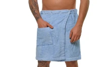 Sada Light Blue: župan s kapucí + pánský saunový kilt + osuška