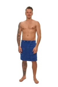 Sada Navy Blue: župan s kapucí + pánský saunový kilt + osuška