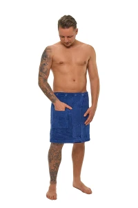 Sada Navy Blue: župan KIMONO + pánský saunový kilt + osuška