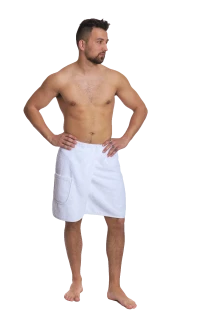 Pánský bavlněný saunový kilt, Bílá