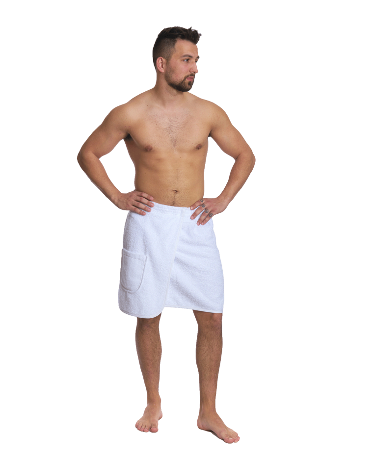 Pánský bavlněný saunový kilt, Bílá