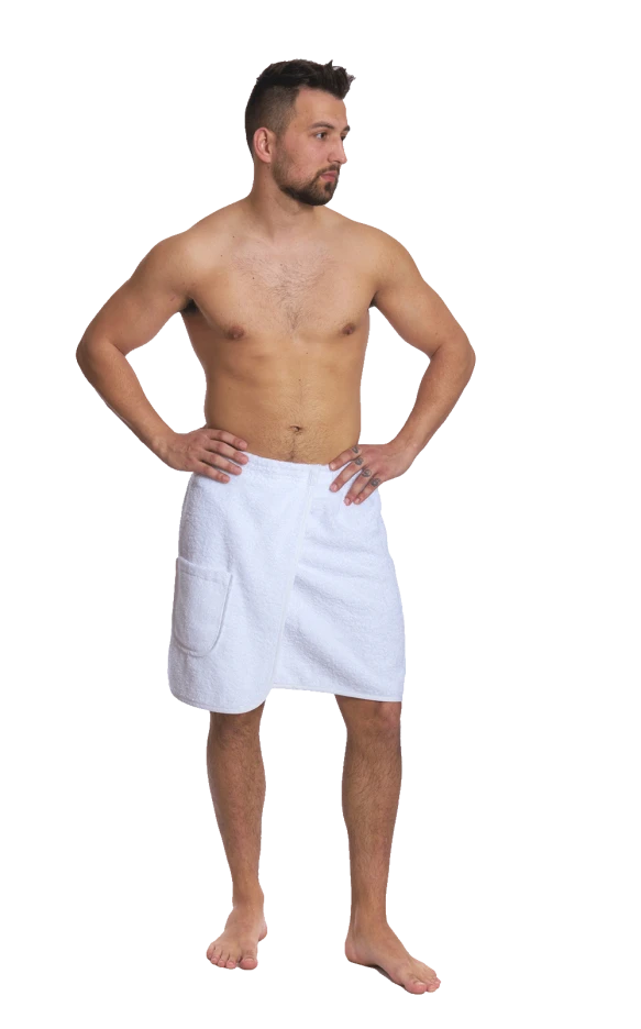 Pánský bavlněný saunový kilt, Bílá