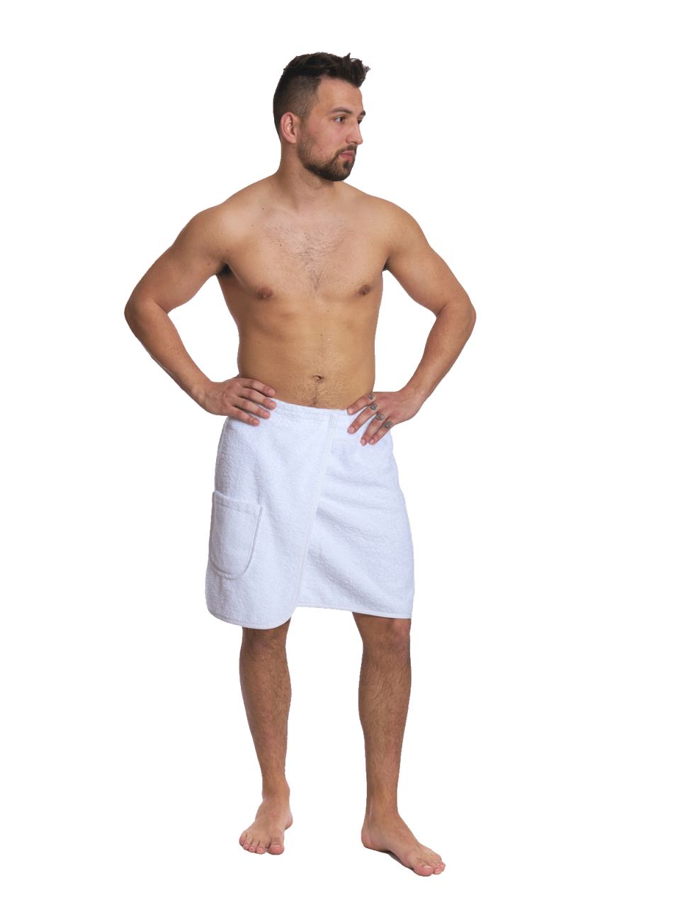 Pánský bavlněný saunový kilt, Bílá