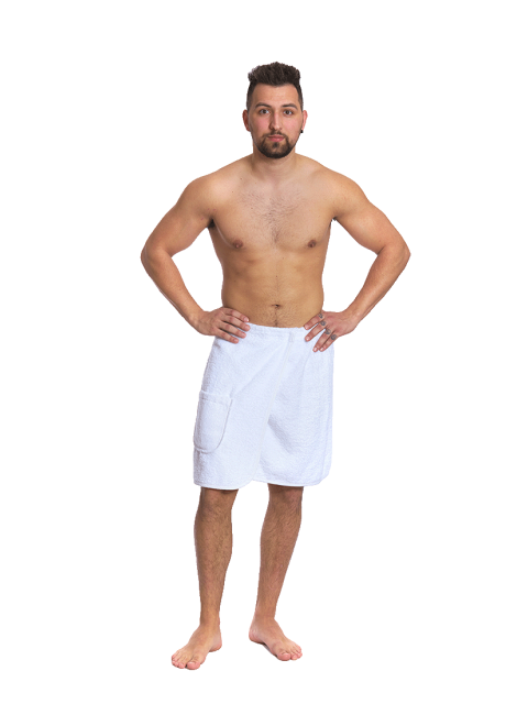 Pánský bavlněný saunový kilt na suchý zip, Bílá