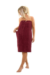 Sada Bordeaux: župan KIMONO + dámský saunový kilt + osuška
