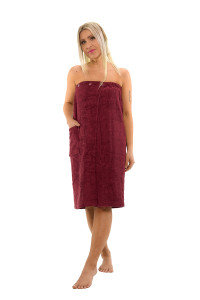 Sada Bordeaux: župan KIMONO + dámský saunový kilt + osuška