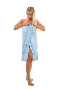 Sada Light Blue: župan KIMONO + dámský saunový kilt + osuška