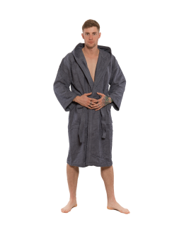 Pánský bavlněný župan s kapucí Dark Grey