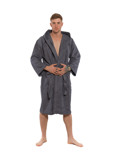 Pánský bavlněný župan s kapucí Dark Grey