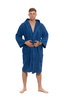 Pánský bavlněný župan s kapucí, Námořnická modř