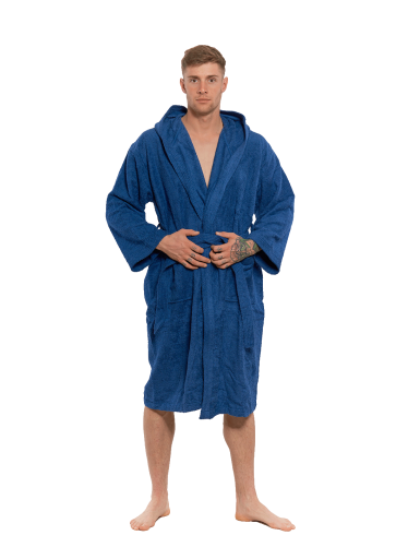 Pánský bavlněný župan s kapucí Navy Blue