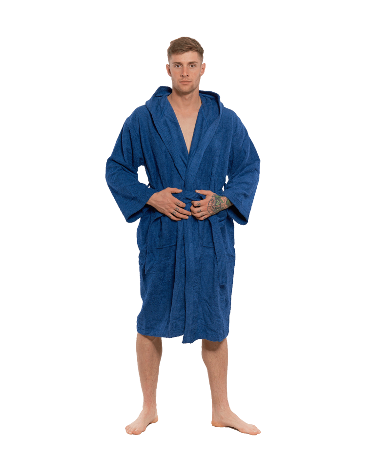 Pánský bavlněný župan s kapucí, Námořnická modř