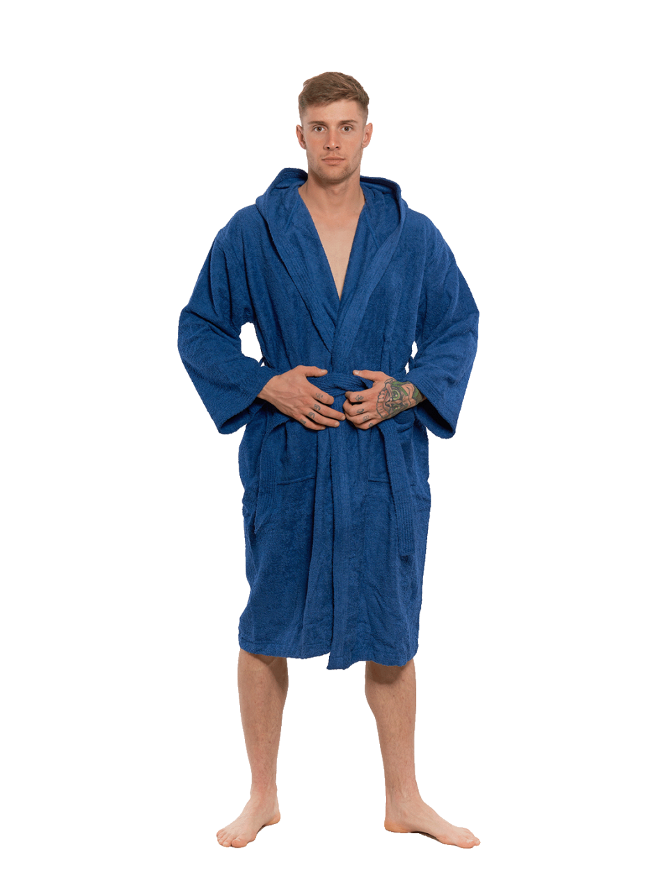 Pánský bavlněný župan s kapucí, Námořnická modř