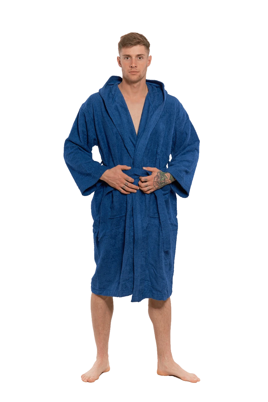 Pánský bavlněný župan s kapucí, Námořnická modř