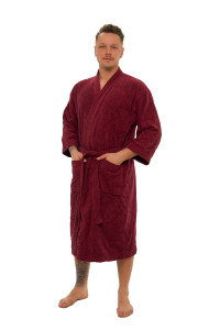Sada Bordeaux: župan KIMONO + pánský saunový kilt + osuška