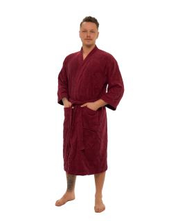 Pánský bavlněný župan KIMONO Bordeaux