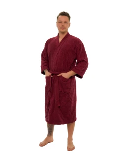 Pánský bavlněný župan Kimono, Vínová