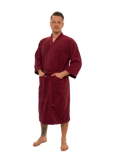Pánský bavlněný župan KIMONO Bordeaux