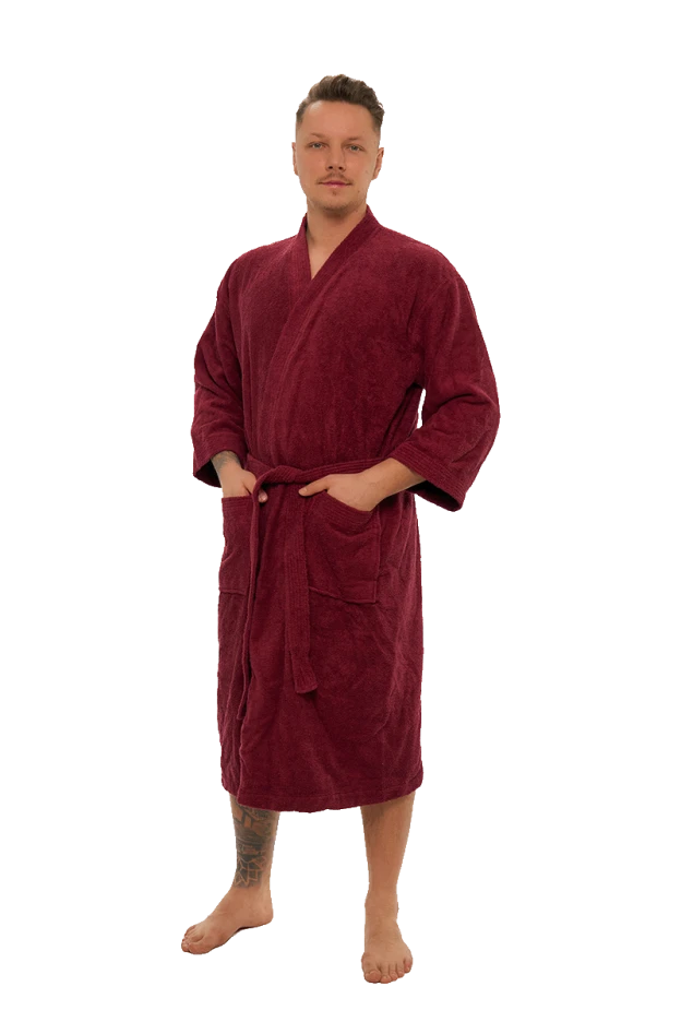 Pánský bavlněný župan Kimono, Vínová