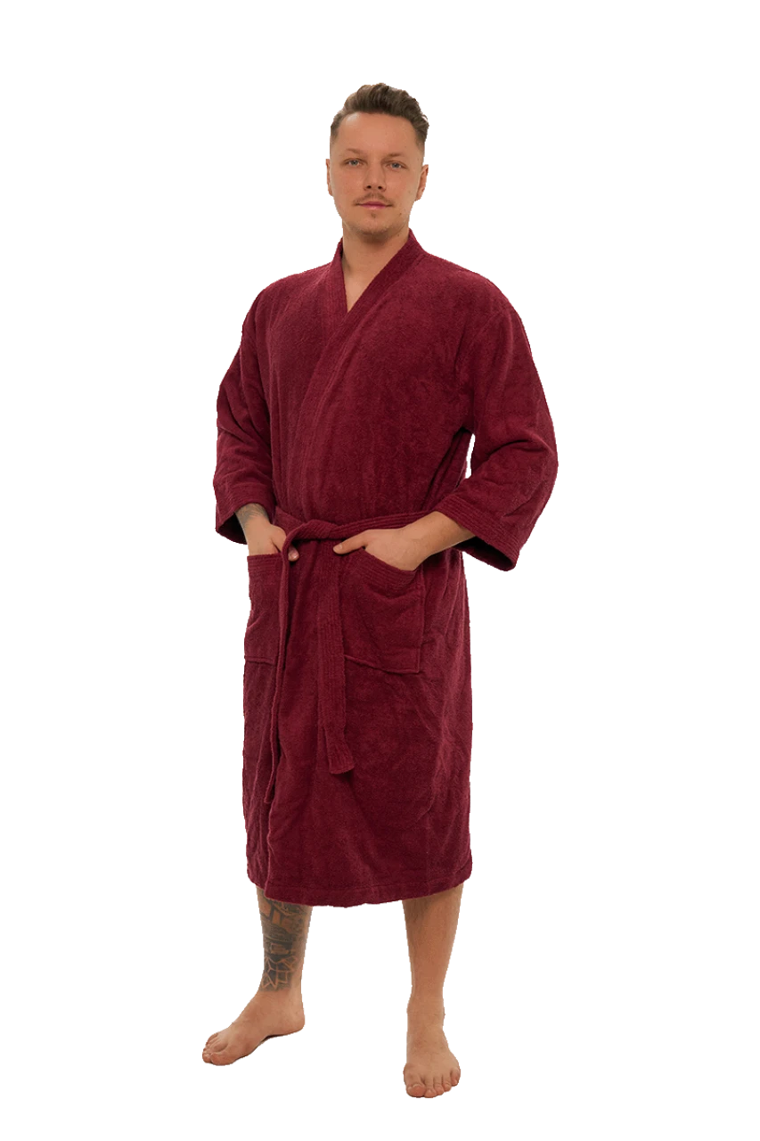 Pánský bavlněný župan Kimono, Vínová