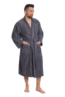Pánský bavlněný župan Kimono, Tmavě šedá