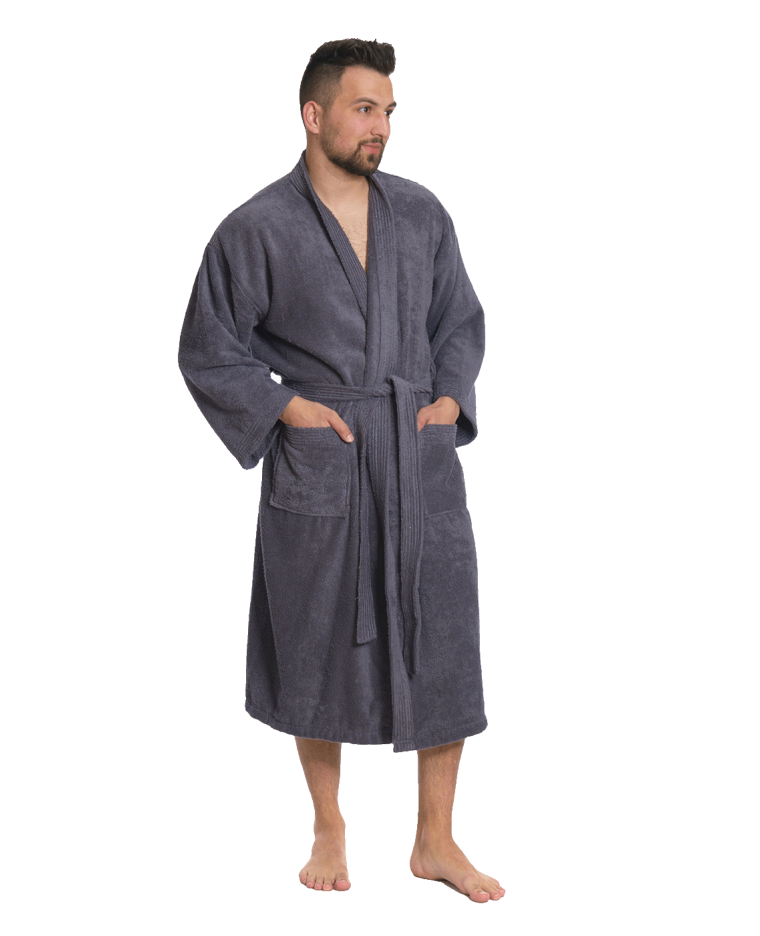 Pánský bavlněný župan Kimono, Tmavě šedá