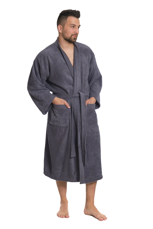 Pánský bavlněný župan Kimono, Tmavě šedá