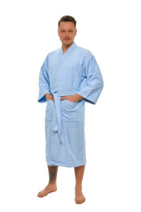 Sada Light Blue: župan KIMONO + pánský saunový kilt + osuška