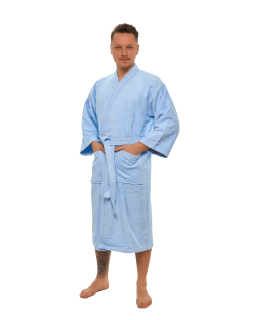Pánský bavlněný župan KIMONO Light Blue