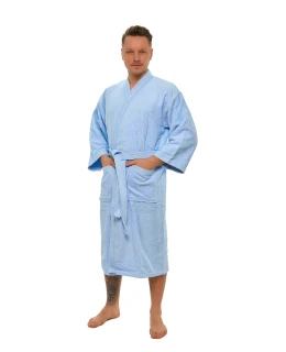 Pánský bavlněný župan Kimono, Světlá modř