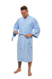 Sada Light Blue: župan KIMONO + pánský saunový kilt + osuška