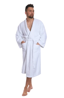 Pánský bavlněný župan Kimono, Bílá