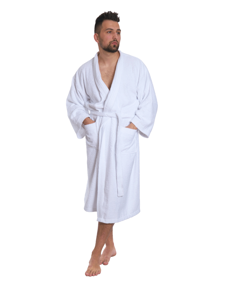 Pánský bavlněný župan Kimono, Bílá