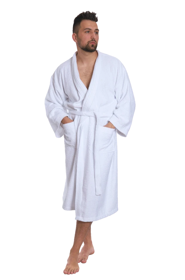 Pánský bavlněný župan Kimono, Bílá