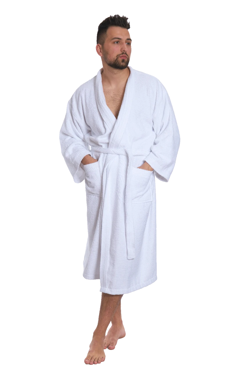 Pánský bavlněný župan Kimono, Bílá