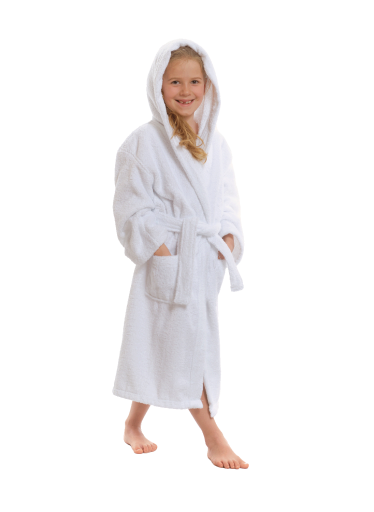 Dětský župan s kapucí, bílý