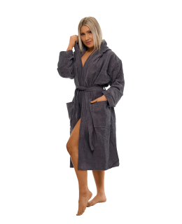 Dámský bavlněný župan s kapucí Dark Grey