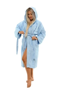 Sada Light Blue: župan s kapucí + dámský saunový kilt + osuška