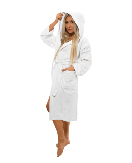 Dámský bavlněný župan s kapucí White