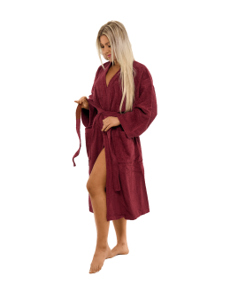Dámský bavlněný župan KIMONO Bordeaux