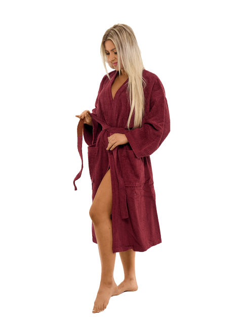 Dámský bavlněný župan KIMONO Bordeaux