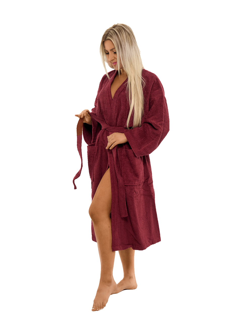 Dámský bavlněný župan Kimono, Vínová