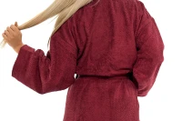 Dámský župan z bavlněného froté kimono vínová červená zblízka zadní pohled
