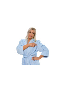 Dámský župan z bavlněného froté kimono světle modrá zblízka