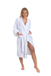 Dámský bavlněný župan Kimono, Bílá