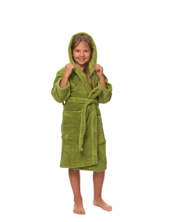 Dětský župan s kapucí, Olive Green