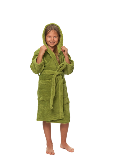 Dětský župan s kapucí, Olive Green