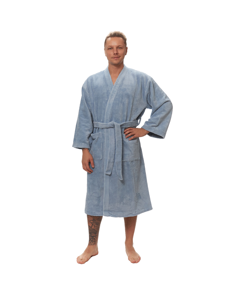 Pánský župan Kimono, Mlžná modř