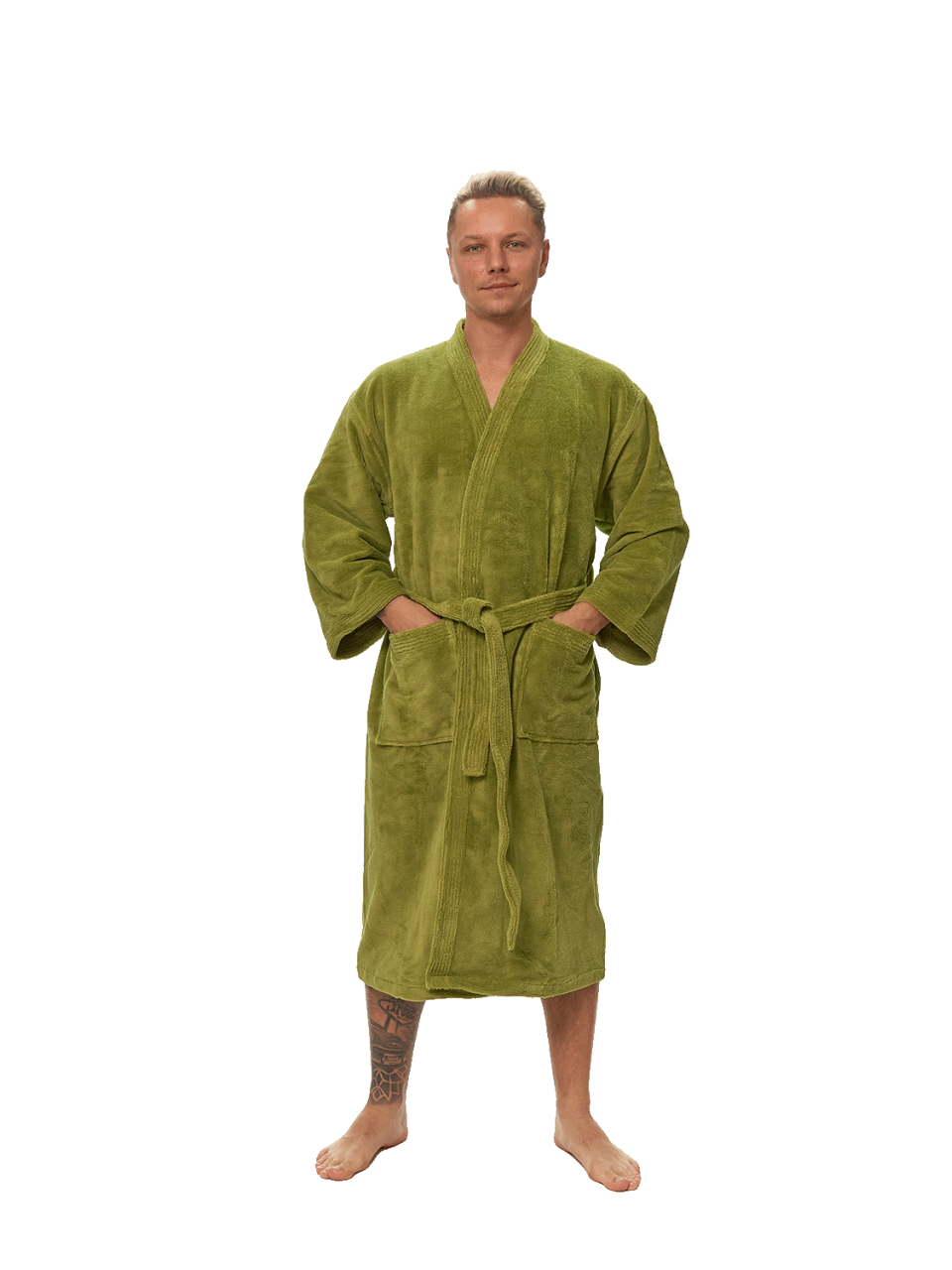 Pánský župan Kimono, Olivově zelená