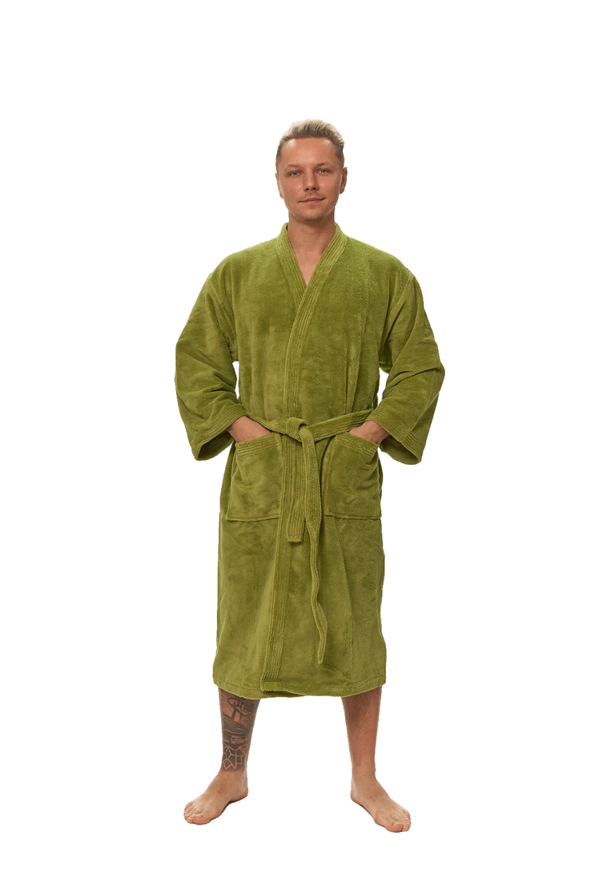 Pánský župan Kimono, Olivově zelená